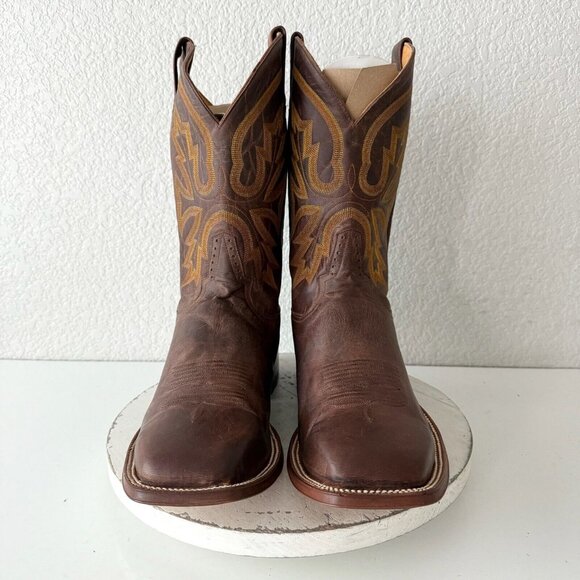 Rod Patrick Mens Cowboy Boots Cognac Brown Leather Western Square Toe Size 13A - Picture 6 of 12